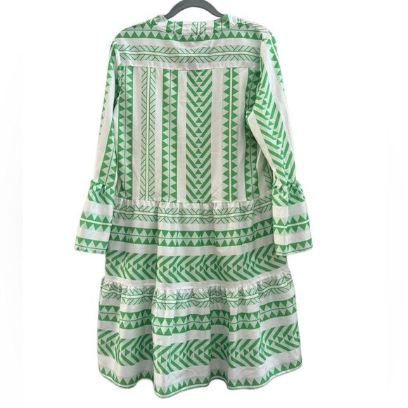 Sunday Up Women's Green & White Aztec Knee Length Midi Dress Size Medium - Picture 3 of 6